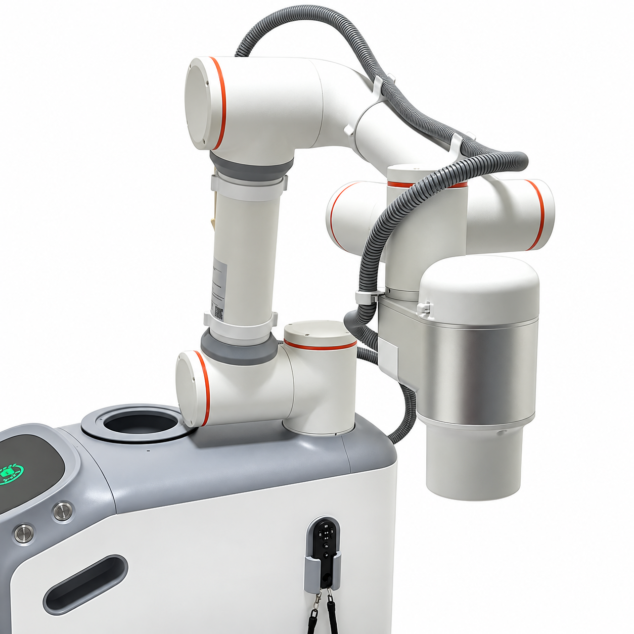 Robotic beauty-equipment positioning system isolated on white